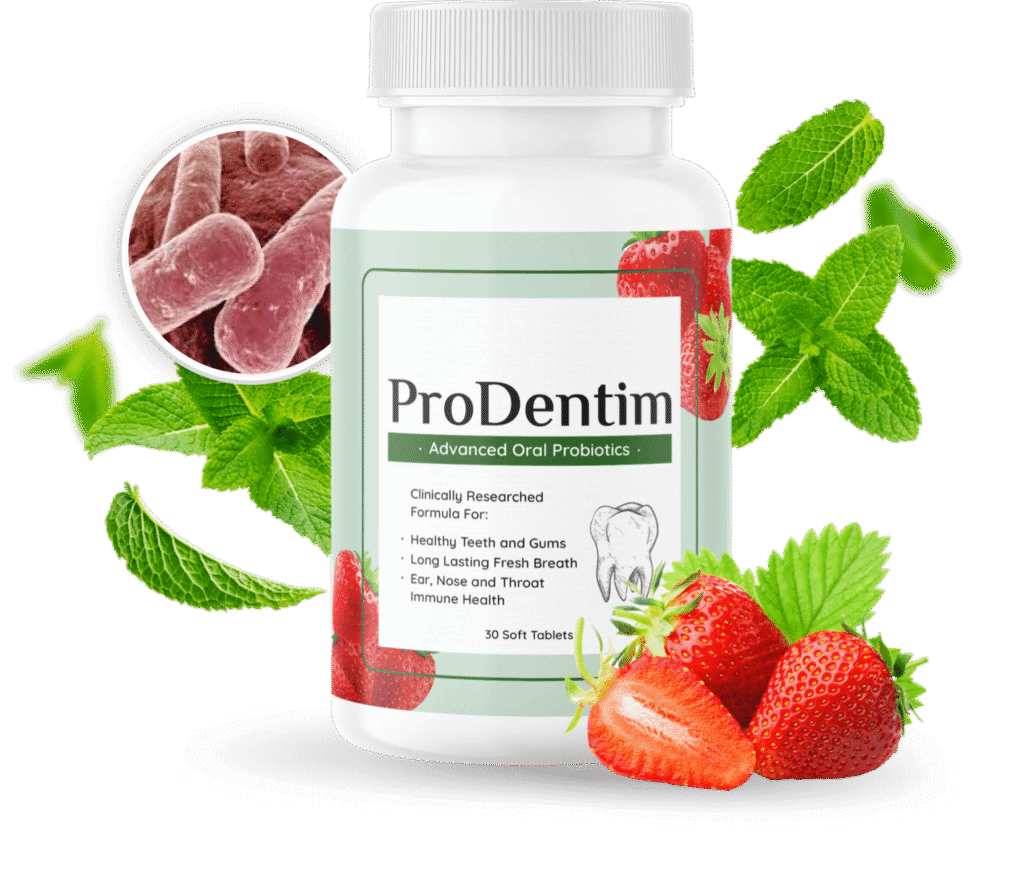 ProDentim Advanced Oral Probiotics - supplement bottle with natural ingredients